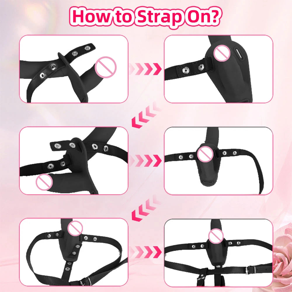 Double Head Artificial Penis Wearable Electric Strapon Vibrator
