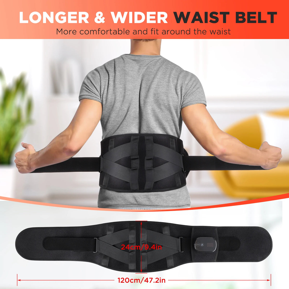 5-speed Heated Waist Belt Lower Back Lumbar Support Heating Pad 3 Vibration Massage Brace Abdomen Warm Menstrual Care