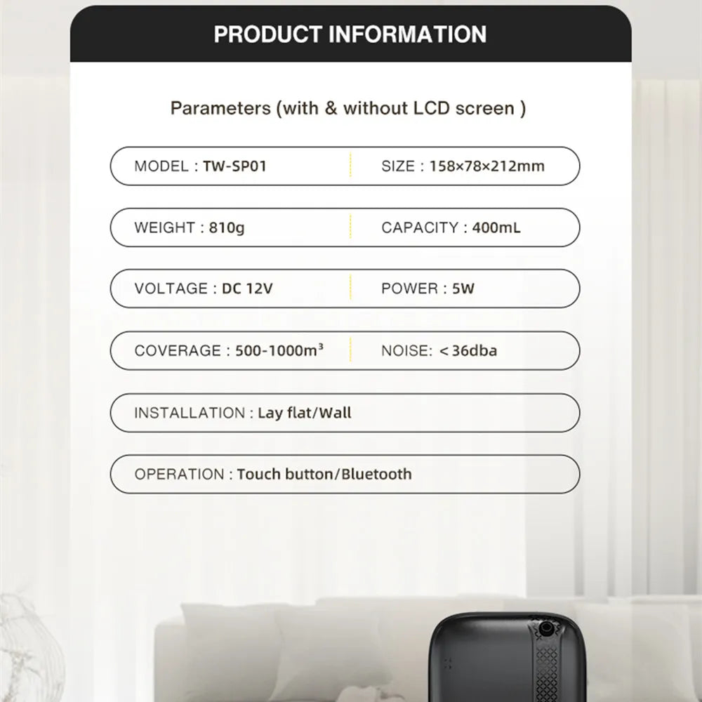 Home Fragrance Aroma Diffuser 1000m³ Coverage Perfume Air freshener Bluetooth APP Control