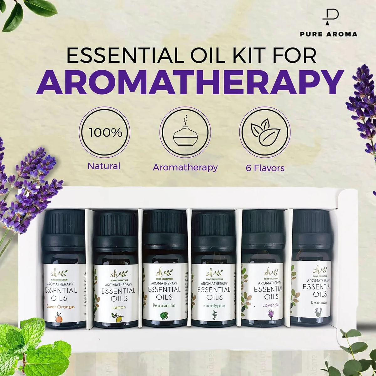 10Pcs&6pcs Essential Oil Gift Set, for Diffuser, Humidifiers, Skin Care, Massage