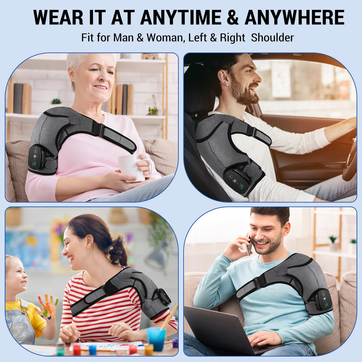 Heated Shoulder Steamer Massager Belt Vibration Heating Electric