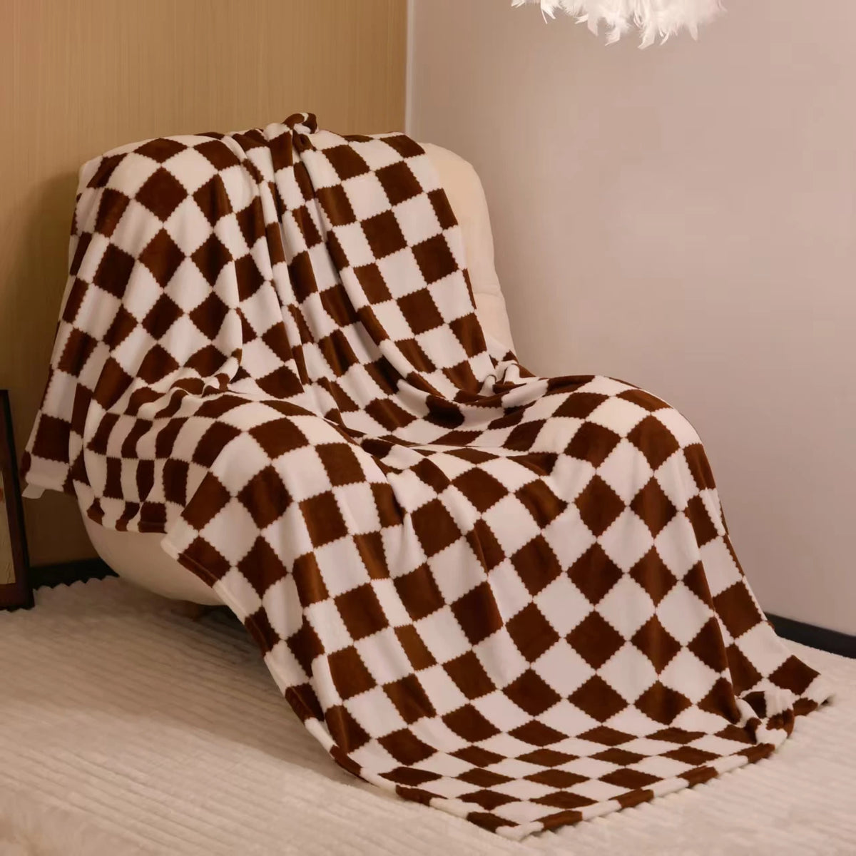 1pc Soft Flannel Checker Blanket Warm Thick