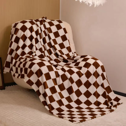 1pc Soft Flannel Checker Blanket Warm Thick