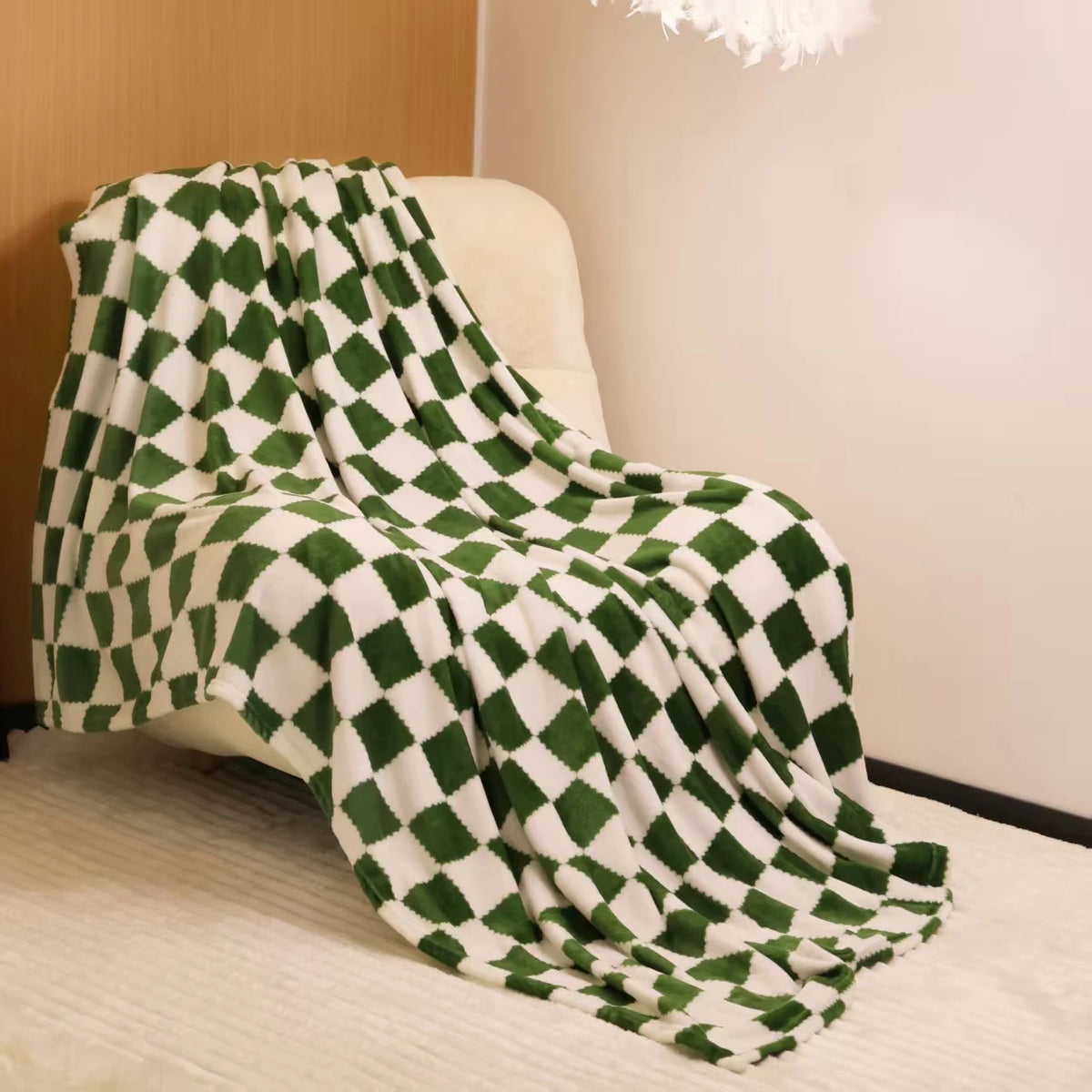 1pc Soft Flannel Checker Blanket Warm Thick