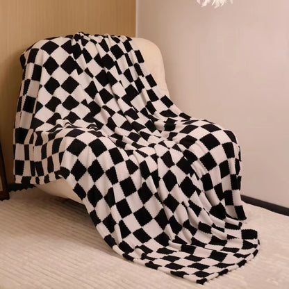 1pc Soft Flannel Checker Blanket Warm Thick