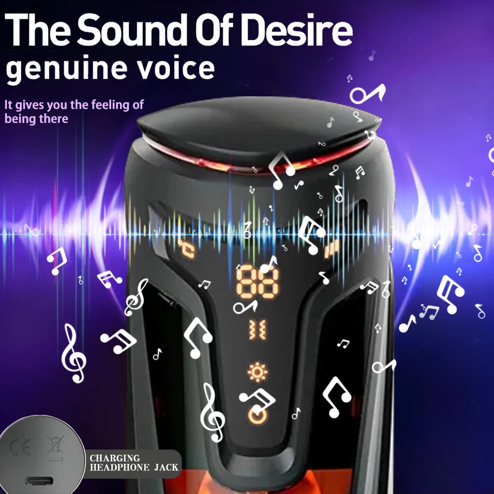 Automatic Male Masturbator 9 Sucking Vibrating Modes Electric Telescopic Motion Intelligent Heating Smart LCD Display Interactive Voice USB Rechargeable