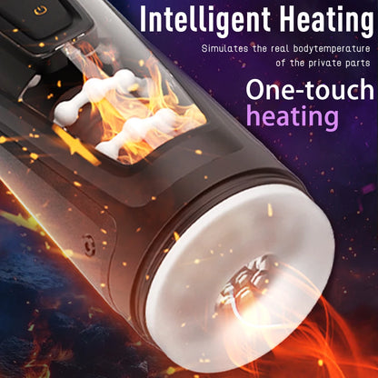 Automatic Male Masturbator 9 Sucking Vibrating Modes Electric Telescopic Motion Intelligent Heating Smart LCD Display Interactive Voice USB Rechargeable