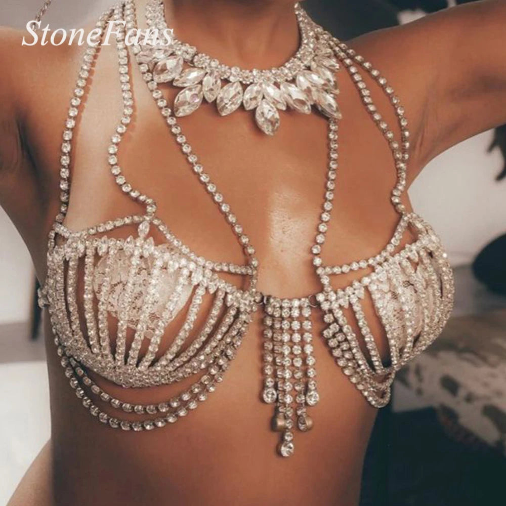 Sea Shell Bra Top Woman Crystal Lingerie Chain Apparel