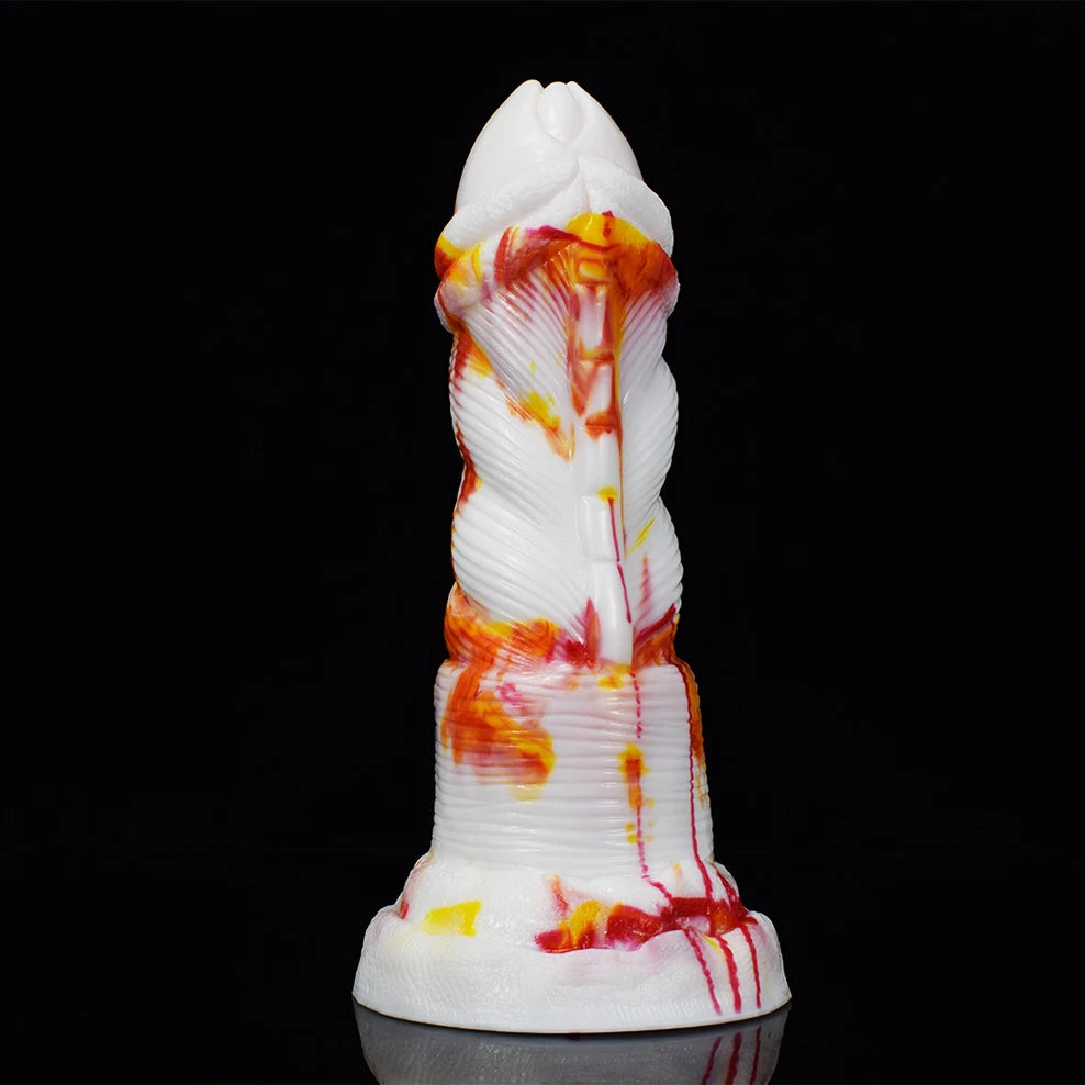 New red yellow white flame dildos silicone anal sex toys colorful animal Dragon penis sucker
