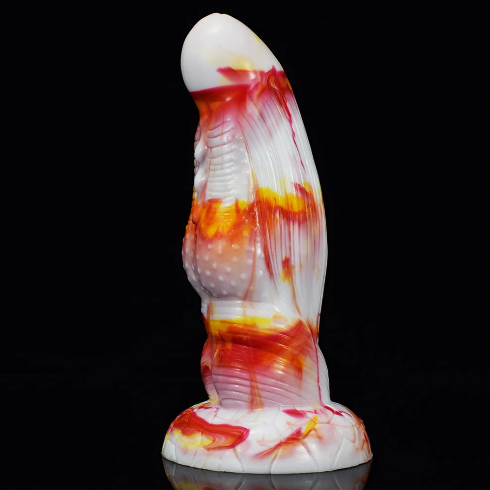 New red yellow white flame dildos silicone anal sex toys colorful animal Dragon penis sucker