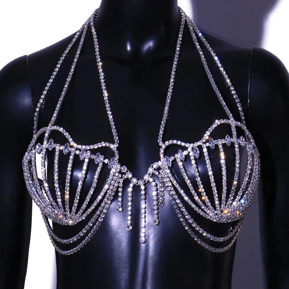 Sea Shell Bra Top Woman Crystal Lingerie Chain Apparel