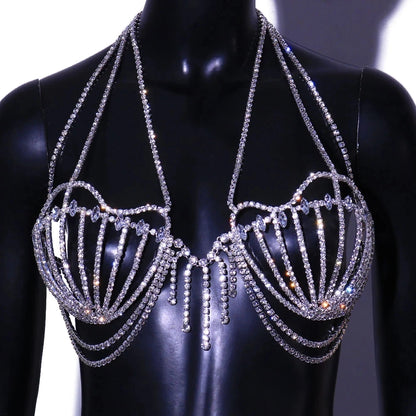 Sea Shell Bra Top Woman Crystal Lingerie Chain Apparel