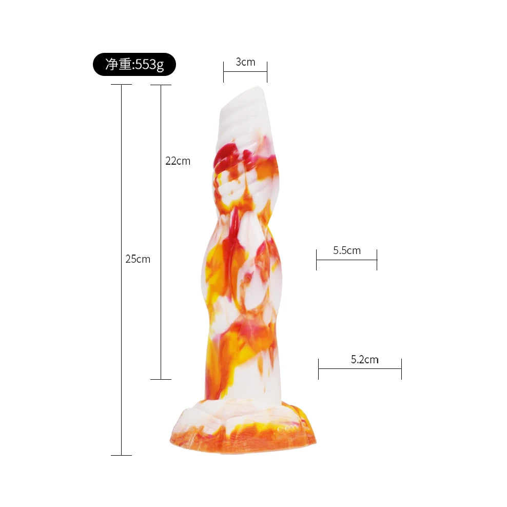 New red yellow white flame dildos silicone anal sex toys colorful animal Dragon penis sucker