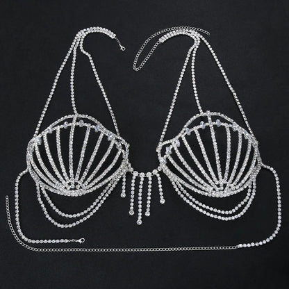 Sea Shell Bra Top Woman Crystal Lingerie Chain Apparel