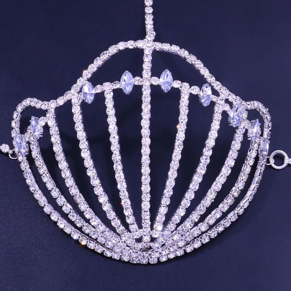 Sea Shell Bra Top Woman Crystal Lingerie Chain Apparel