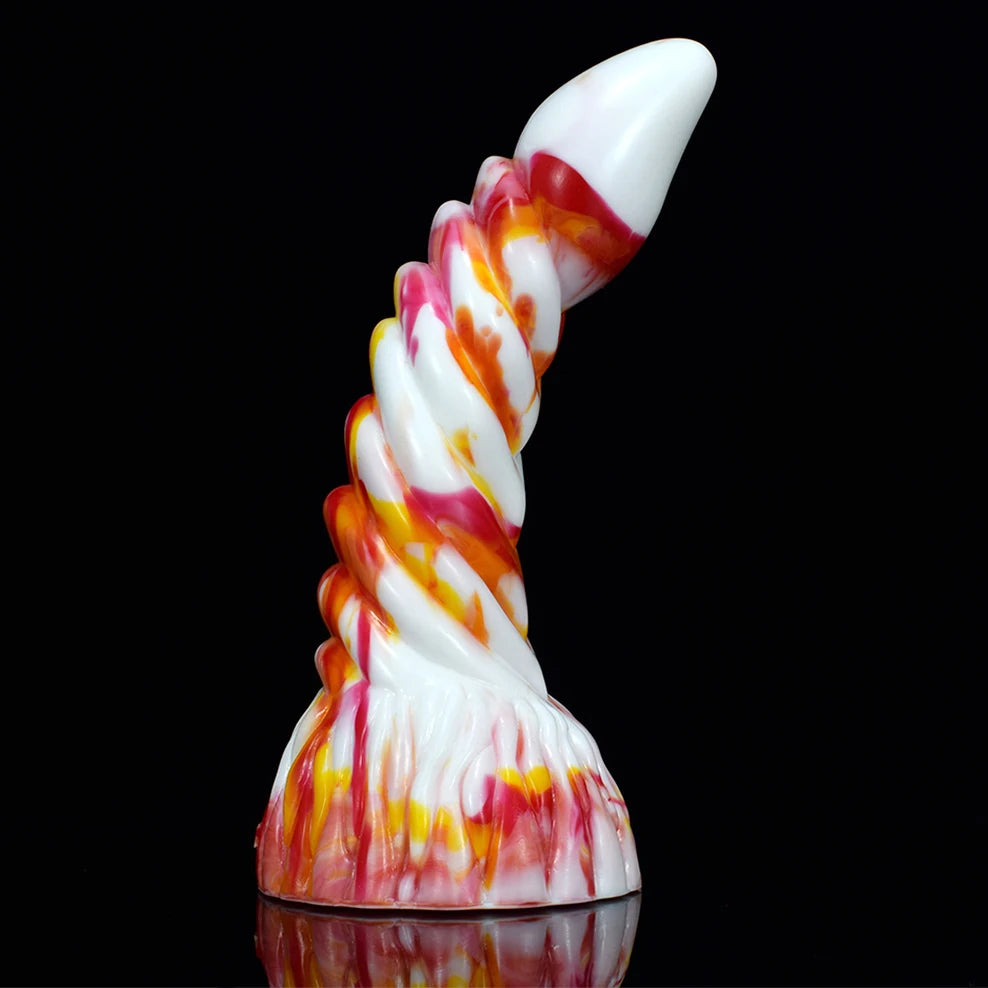 New red yellow white flame dildos silicone anal sex toys colorful animal Dragon penis sucker