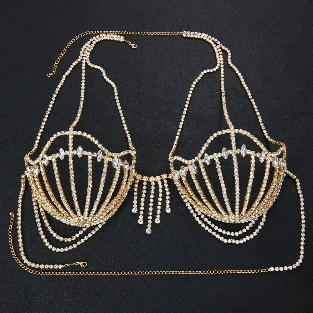 Sea Shell Bra Top Woman Crystal Lingerie Chain Apparel