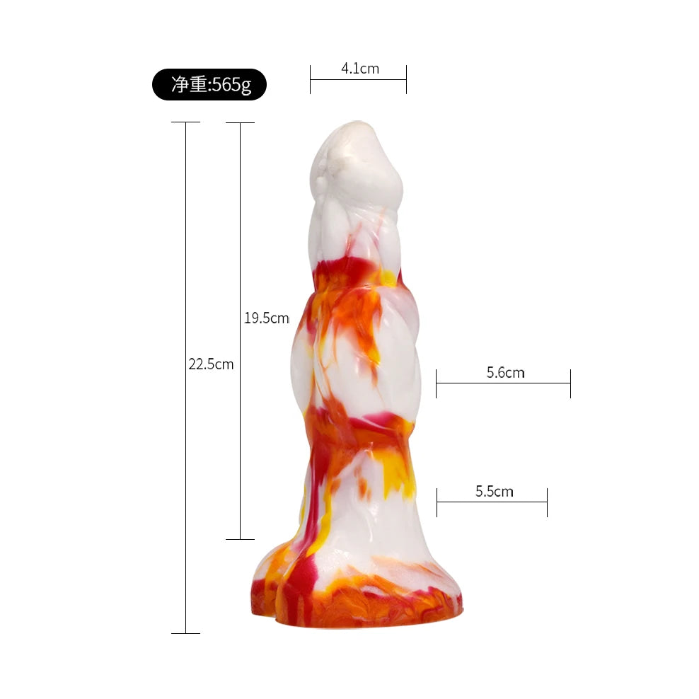 New red yellow white flame dildos silicone anal sex toys colorful animal Dragon penis sucker