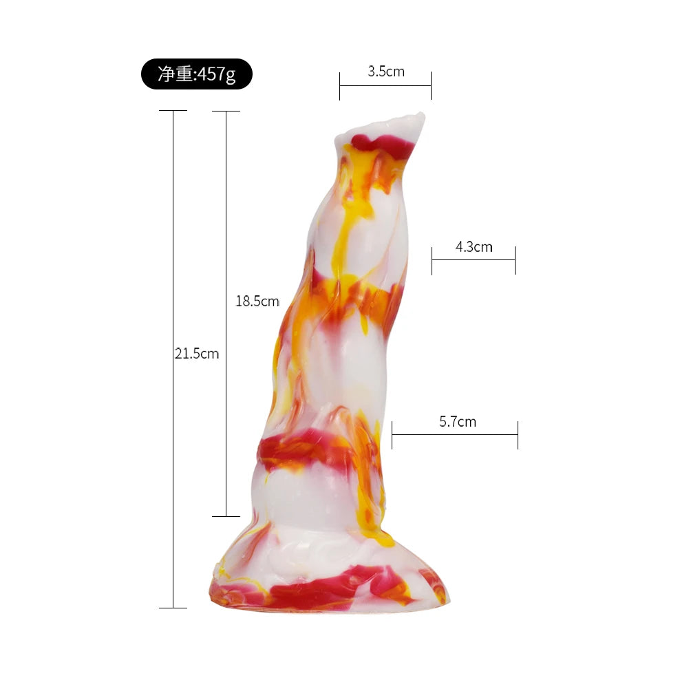New red yellow white flame dildos silicone anal sex toys colorful animal Dragon penis sucker