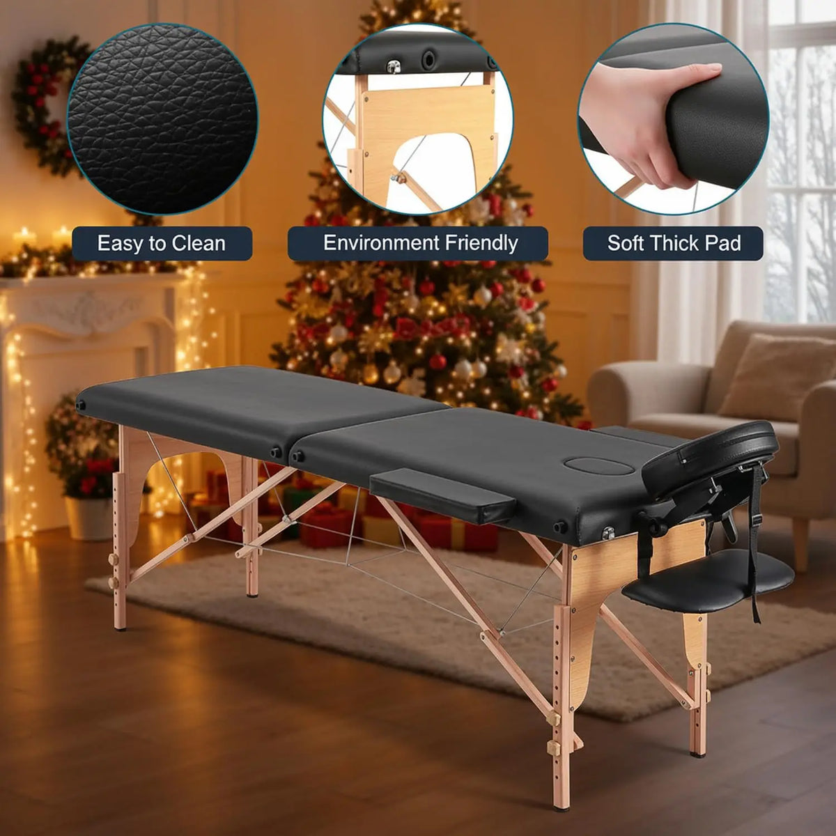 Massage Table Portable Wooden Bed 24" Wide Foldable