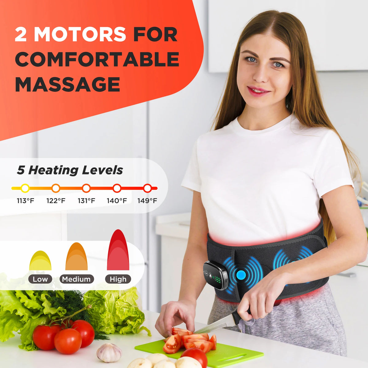 5-speed Heated Waist Belt Lower Back Lumbar Support Heating Pad 3 Vibration Massage Brace Abdomen Warm Menstrual Care
