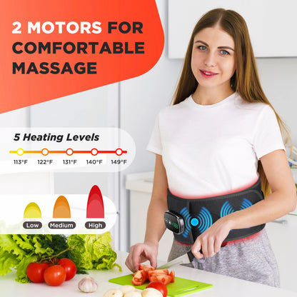 5-speed Heated Waist Belt Lower Back Lumbar Support Heating Pad 3 Vibration Massage Brace Abdomen Warm Menstrual Care