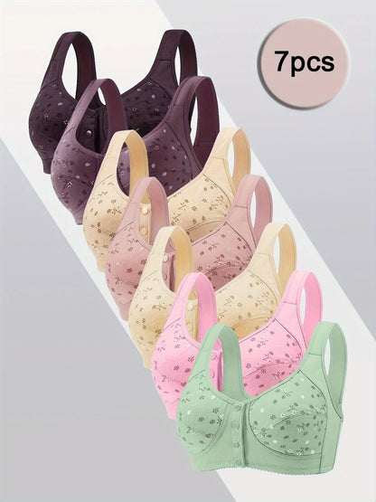 7pcs Elegant Lace Push Up Seamless Bras for Women Large Plus Size Breathable Lingerie