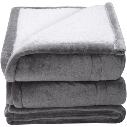 Heated Blanket Electric Throw 4 Sizes Soft Flannel & Sherpa Heating Blanket with 3 Hours Timer Auto-off 5 Heating Level