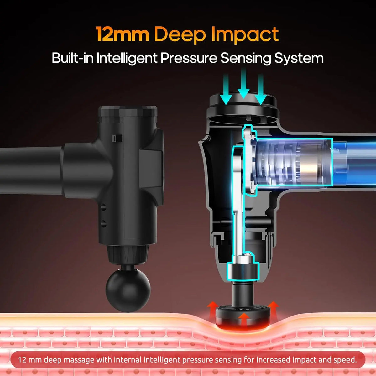 Deep Tissue Massage Gun, Portable Electric Muscle Massager, 20‑Speed Levels, 7 Massage Heads,