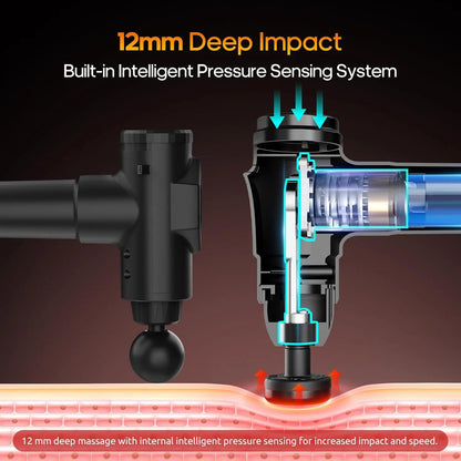 Deep Tissue Massage Gun, Portable Electric Muscle Massager, 20‑Speed Levels, 7 Massage Heads,