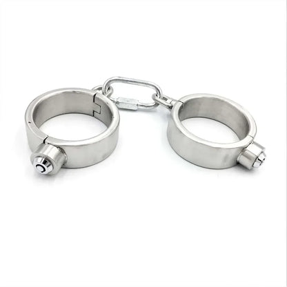 Heavy Stainless Steel Press Lock Wrist Handcuffs Ankle Cuffs Neck Collar