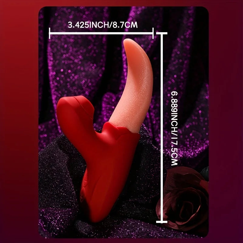 1pc Rose Toy, Clitoral G Spot Tongue Licking Vibrator