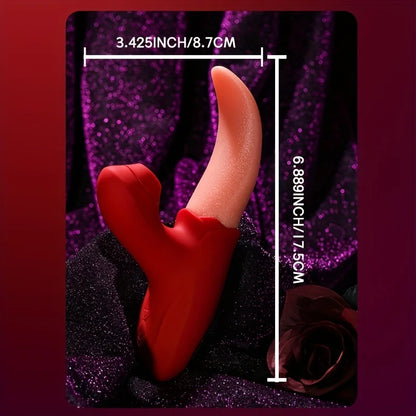 1pc Rose Toy, Clitoral G Spot Tongue Licking Vibrator