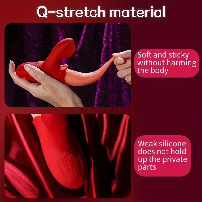 1pc Rose Toy, Clitoral G Spot Tongue Licking Vibrator