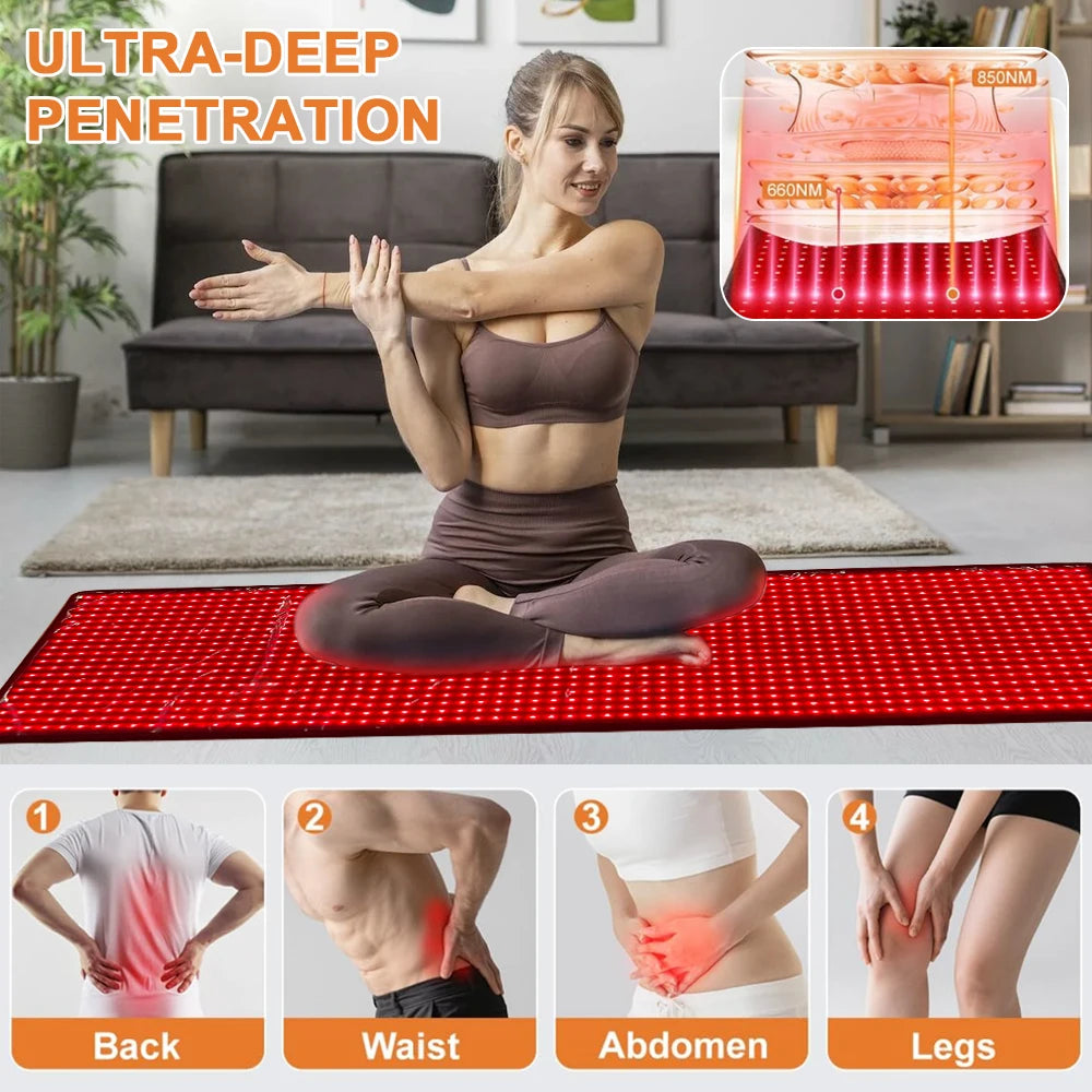 Large Full Body Red Light Mat 71"x 31" Red Light Blanket 5 Brightness Level