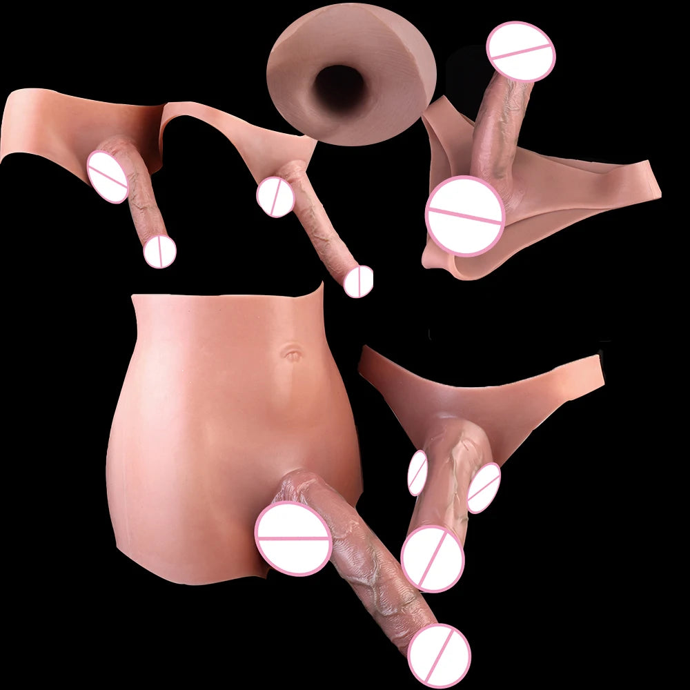 Silicone Hollow Dildo Pants Skin Feeling Strap-on Penis Extender Sleeve Delay Ejaculation