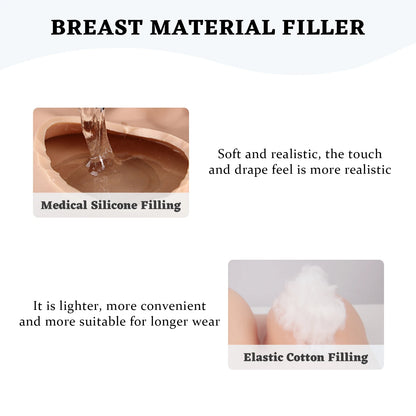 Breast Forms Silicone Bodysuit with Arms Fake Chest Realistic Vagina for Crossdressers