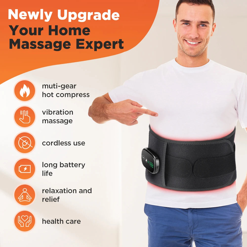 5-speed Heated Waist Belt Lower Back Lumbar Support Heating Pad 3 Vibration Massage Brace Abdomen Warm Menstrual Care