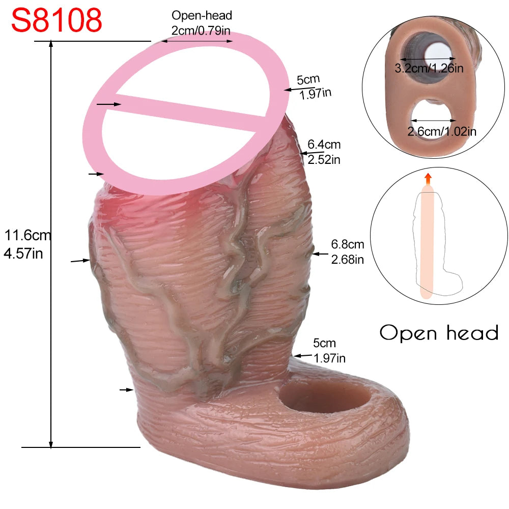 Silicone Hollow Dildo Pants Skin Feeling Strap-on Penis Extender Sleeve Delay Ejaculation