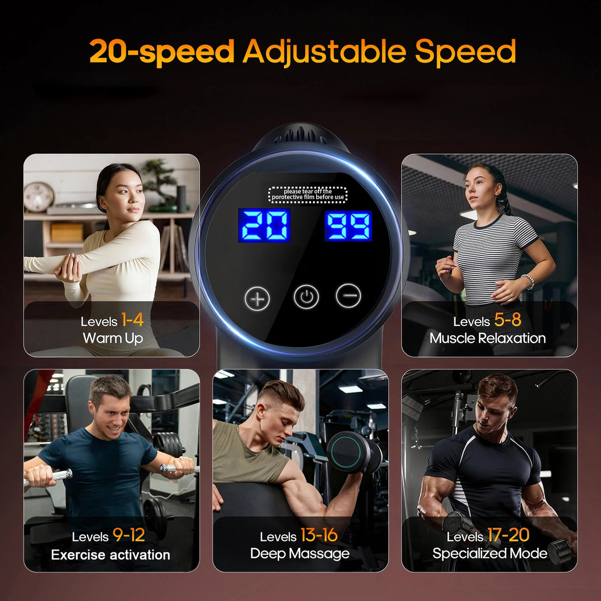 Hot and Cold Fascia Gun, Deep Tissue Massage Gun, Muscle Percussion Massager, 7 Silent Massage Heads
