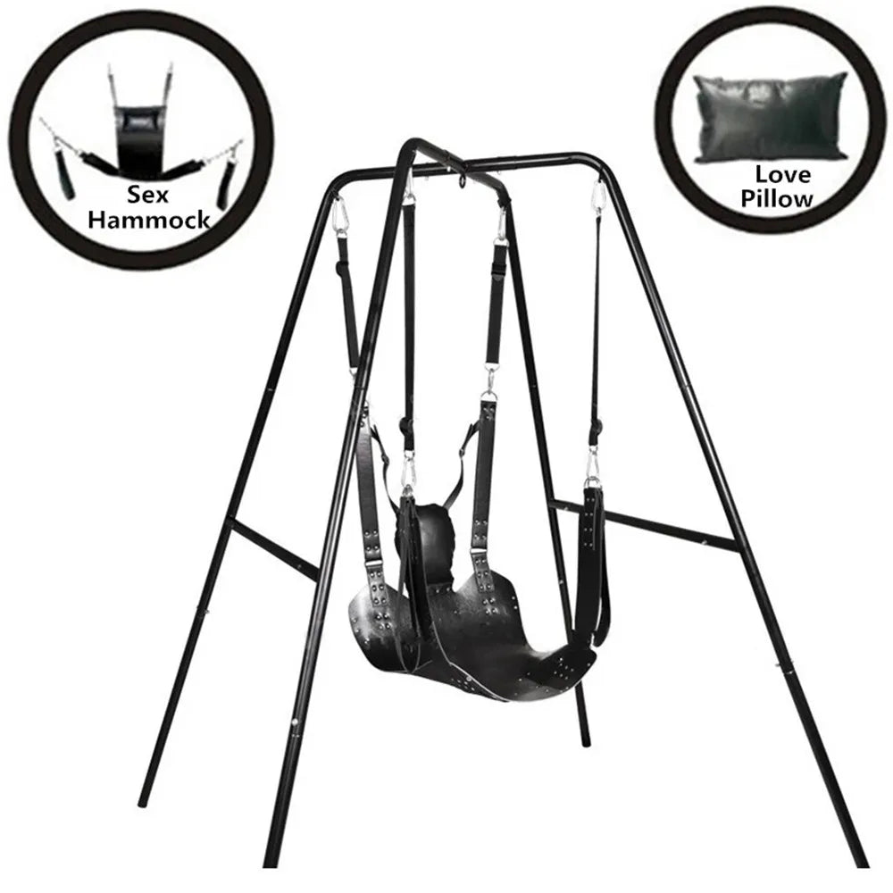 Heavy Duty Leather Sex Swing Freestanding Steel Frame