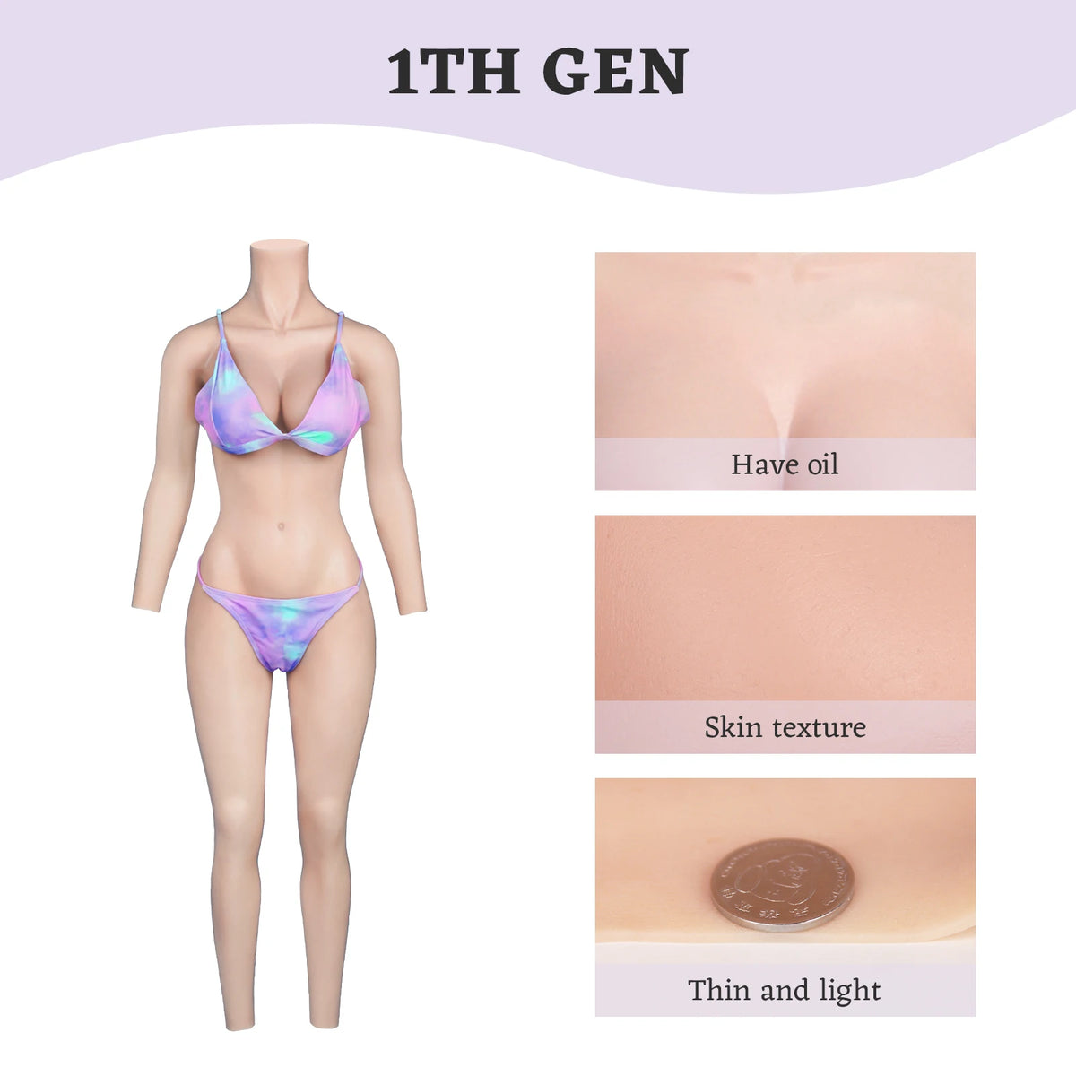 Breast Forms Silicone Bodysuit with Arms Fake Chest Realistic Vagina for Crossdressers
