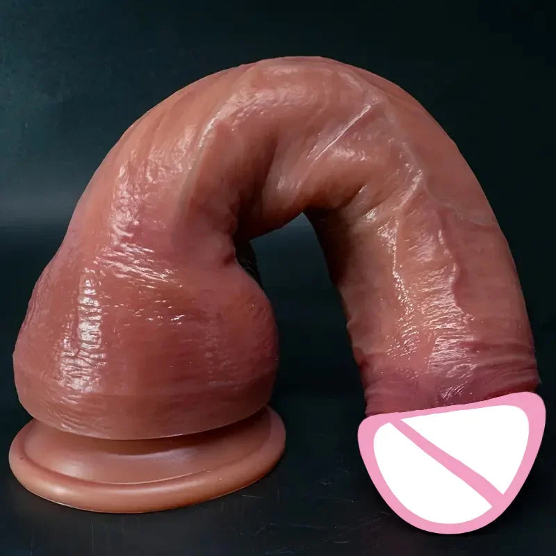 Soft Realistic Human Penis Double Silicone Suction Cup Thick Cock