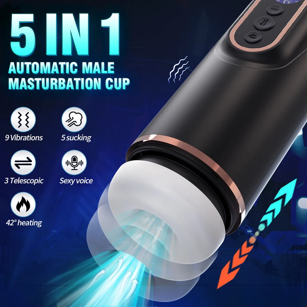 Heating Male Masturbator Vibration Suction Telescopic