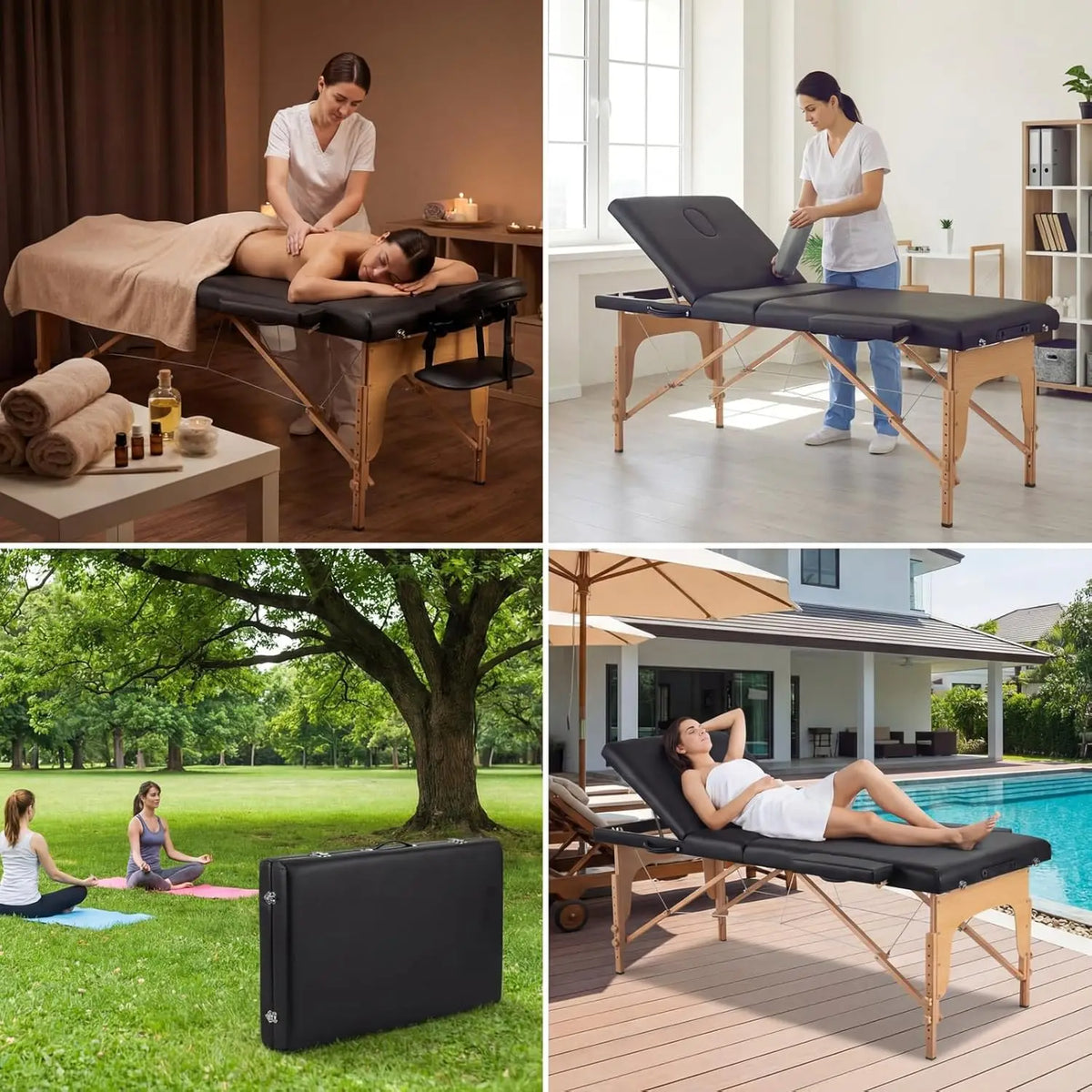 Massage Table Portable Wooden Bed 24" Wide Foldable
