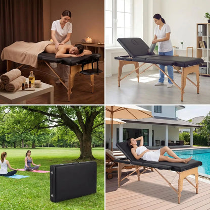 Massage Table Portable Wooden Bed 24" Wide Foldable