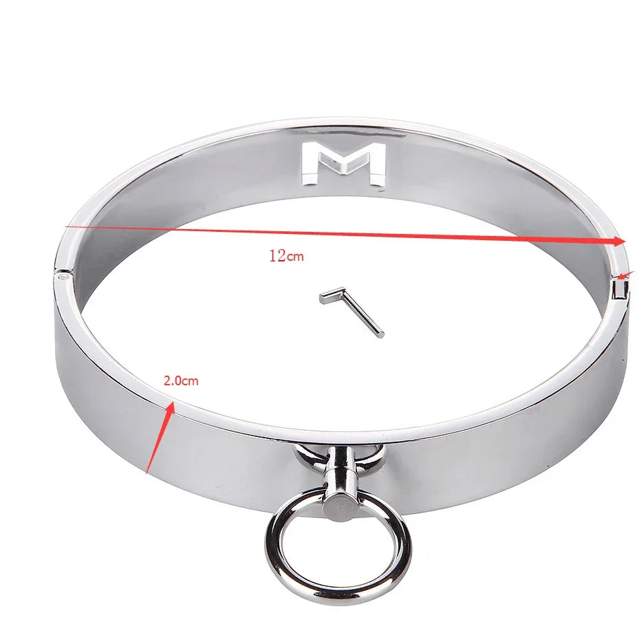 Metal Steel Neck Collar Slave Hand Ankle Elliptical Cuffs