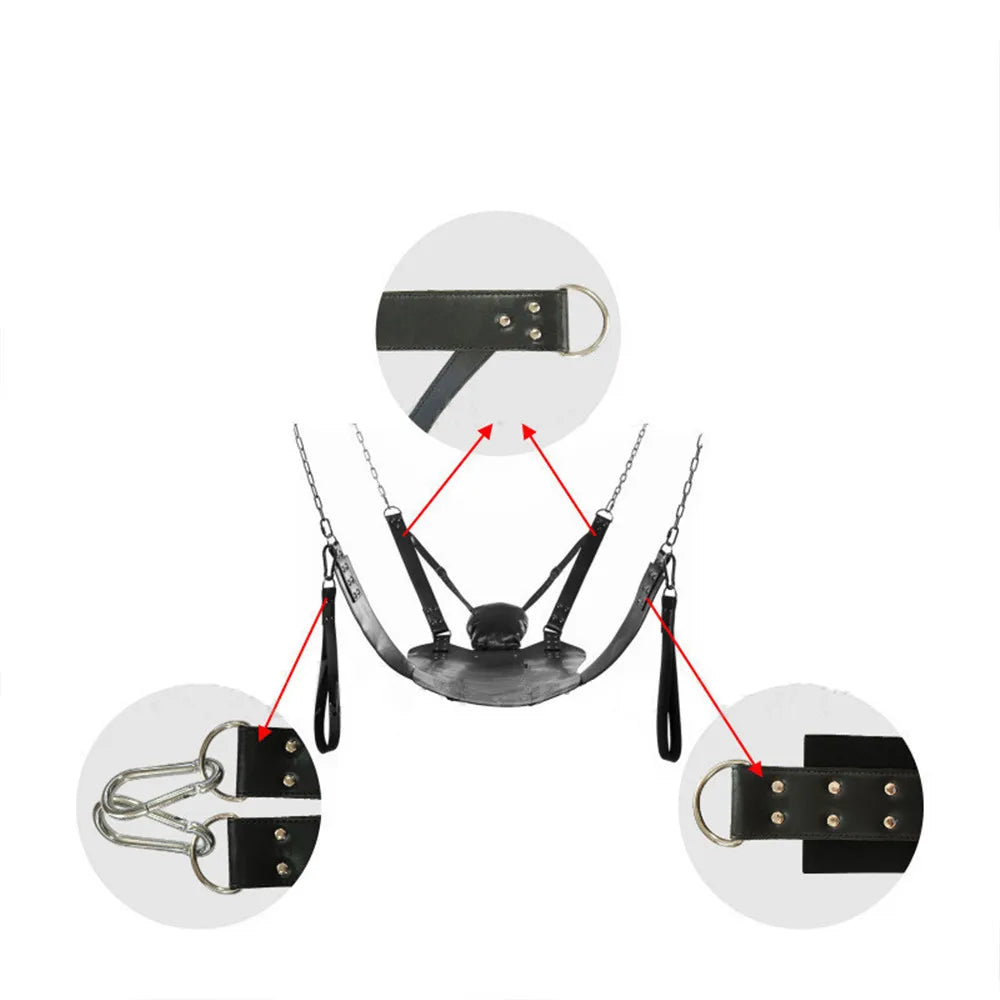 Heavy Duty Leather Sex Swing Freestanding Steel Frame