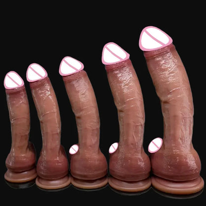Soft Realistic Human Penis Double Silicone Suction Cup Thick Cock