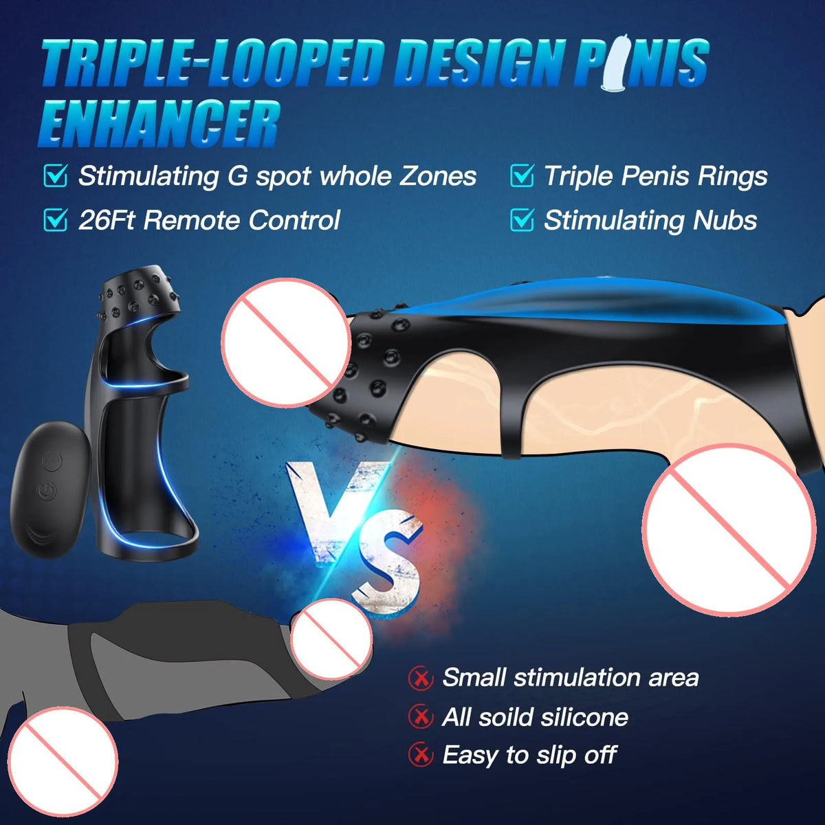 Triple Penis Ring Girth Enhancer Cock Sleeve Cock Delay Ejaculation